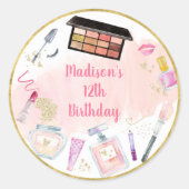 Sticker Rond Glitz & Glam Spa or rose Anniversaire (Devant)