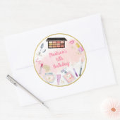 Sticker Rond Glitz & Glam Spa or rose Anniversaire (Enveloppe)
