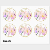 Sticker Rond Glitz & Glam Spa or rose Anniversaire (Feuille)