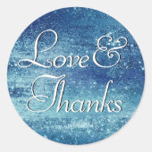 Sticker Rond Glitzy Foil | Ice Blue Faux Iridescente Merci (Devant)