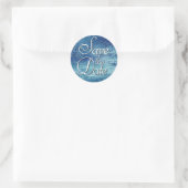 Sticker Rond Glitzy Foil | Ice Blue Iridescent Save the Date (Sac)