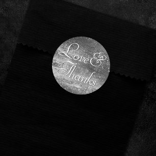 Sticker Rond Glitzy Foil Platine Argent Faux Merci brillant