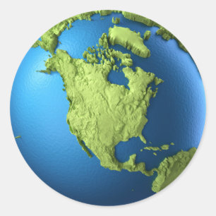 Sticker Rond Globe 3d d'isolement sur le blanc. L'Amérique du