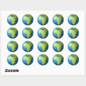 Sticker Rond Globe 3D Isolé Sur Blanc. Afrique continentale (Feuille)
