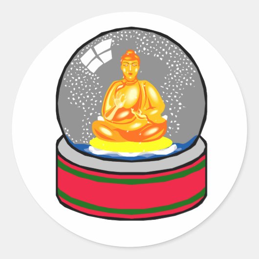 Sticker Rond Globe De Neige Bouddha (Devant)