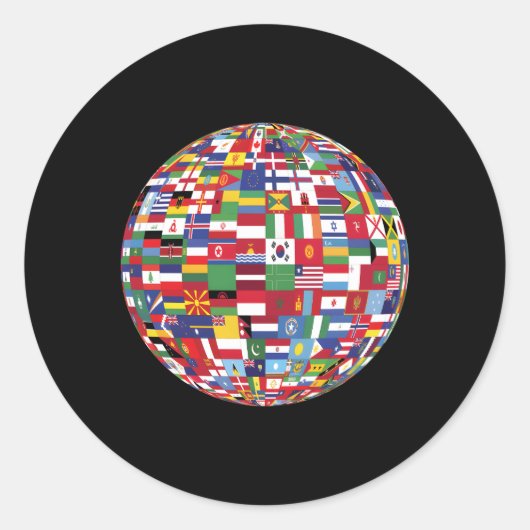 Sticker Rond Globe Des Drapeaux Carte Mondiale Atlas (Devant)