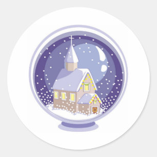 Sticker Rond Globe des neiges de l'église