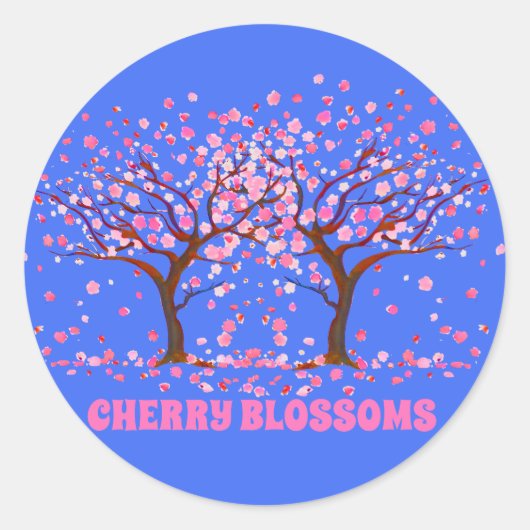 Sticker Rond Globe des neiges roses des fleurs de cerisiers (Devant)