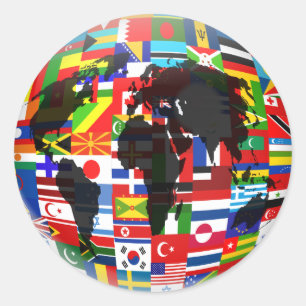 Sticker Rond Globe du drapeau