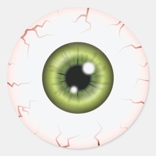 Sticker Rond Globe oculaire Iris vert effrayant injecté de sang (Devant)