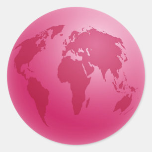 Sticker Rond Globe rose