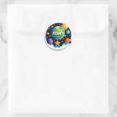 Sticker Rond Globe spatial vibrant avec planètes (Sac)