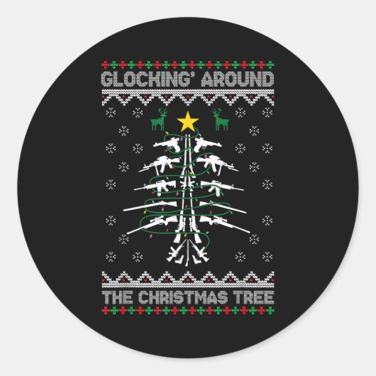 Sticker Rond Glocking Around The Christmas Tree Ugly Christmas (Devant)