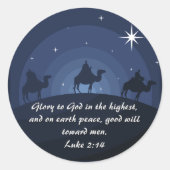 Sticker Rond Gloire à Dieu Luc 2:14 Étoile des Sages de Noël (Devant)