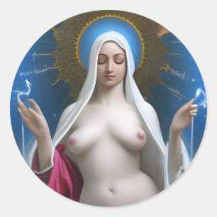 Sticker Rond Gloire au sein divin de Marie Classic Round S