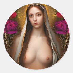 Sticker Rond Gloire au sein divin de Marie Classic Round S