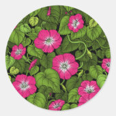 Sticker Rond Gloire du matin en rose et vert (Devant)