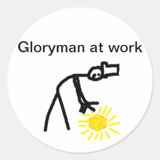 Sticker Rond Gloryman au travail