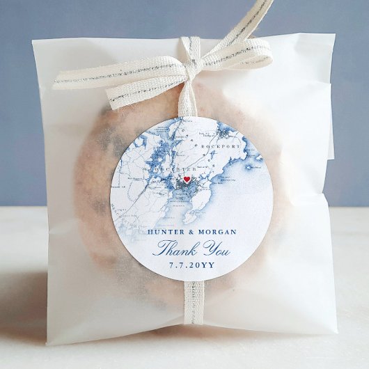 Sticker Rond Gloucester Cape Ann Elegant Marine Wedding Favor