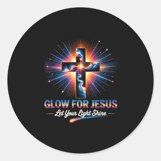 Sticker Rond Glow For Jesus Cross (Devant)