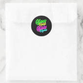 Sticker Rond Glow Hard ou Glow Home Neon Thème 80's Party Tee (Sac)