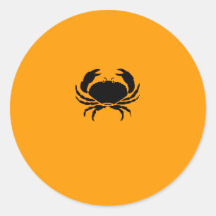 Sticker Rond Glow océanique_Crabe noir sur orange
