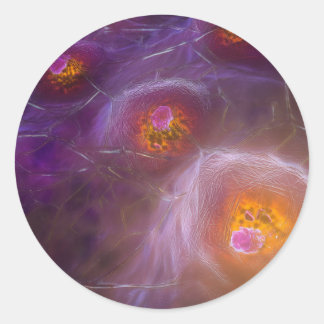 Sticker Rond Glowing Cellular Network Abstract Art