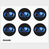 Sticker Rond Glowing infinity with blue rose (Feuille)
