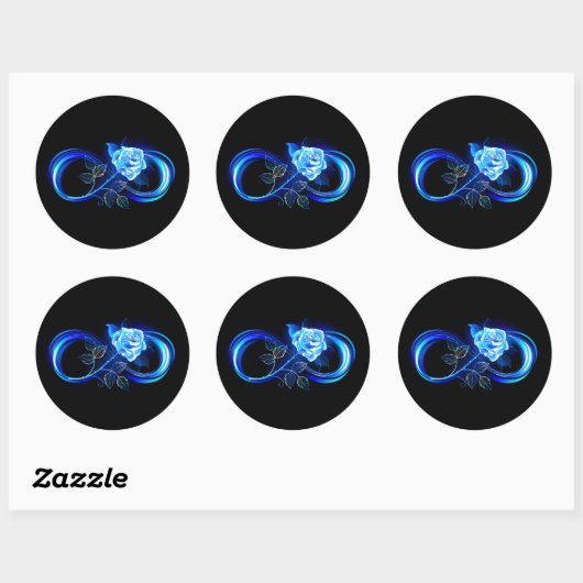 Sticker Rond Glowing infinity with blue rose (Feuille)
