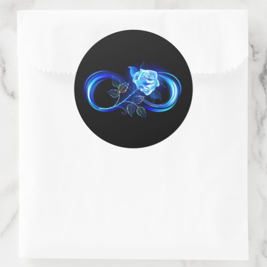 Sticker Rond Glowing infinity with blue rose (Sac)
