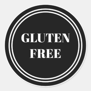 Sticker Rond Gluten Free Allergy Safe Black Simple