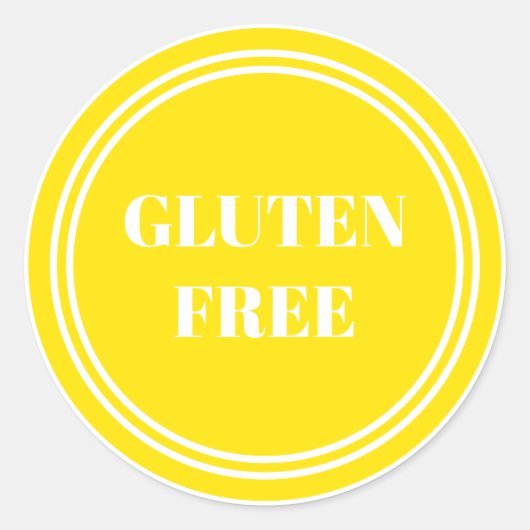 Sticker Rond Gluten Free Allergy Safe Jaune Simple (Devant)