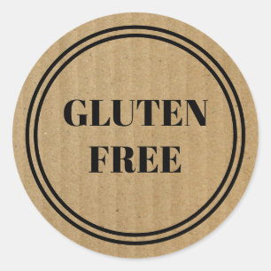 Sticker Rond Gluten Free Allergy Safe Kraft Papier Classi simpl