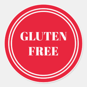 Sticker Rond Gluten Free Allergy Safe Red Simple Classic Round