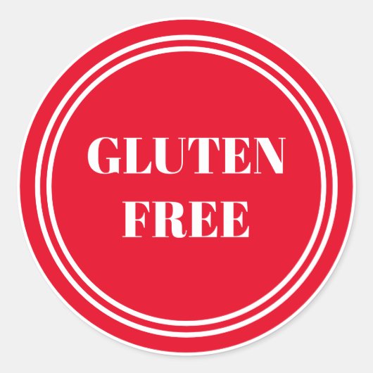 Sticker Rond Gluten Free Allergy Safe Red Simple Classic Round (Devant)