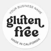 Sticker Rond Gluten Gratuit Moderne Rétro Simple Alimentation B (Devant)