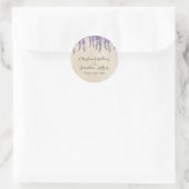 Sticker Rond Glycine violette romantique sur parchemin rustique (Sac)