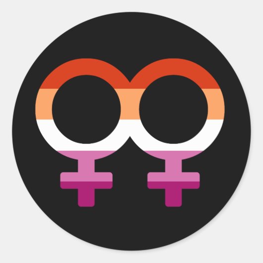 Sticker Rond Glyphes lesbiens | Lesbian (Devant)