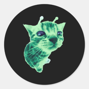 Sticker Rond Gnarp Chat Silly Alien Chat Mème Brainrot Mème Drô