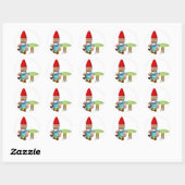 Sticker Rond gnome appuyé sur un champignon (Feuille)