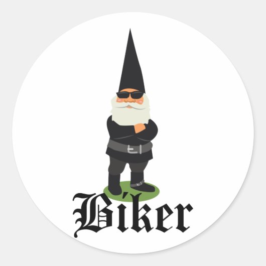 Sticker Rond Gnome Biker (Devant)