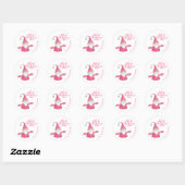 Sticker Rond Gnome blanc et rose moderne Personnalisé Joyeux No (Feuille)