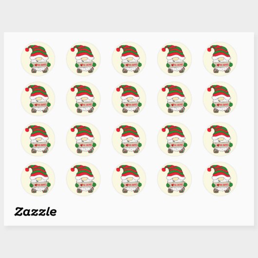 Sticker Rond Gnome Christmas (Feuille)