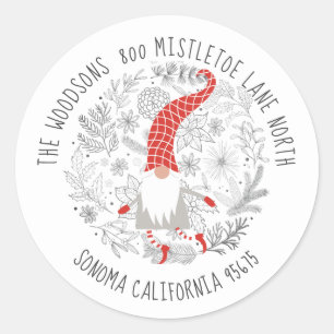 Sticker Rond Gnome Christmas Foliing Adresse de retour