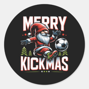 Sticker Rond Gnome de foot Joyeux Kick Noël 