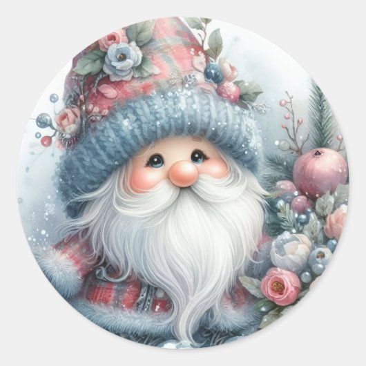 Sticker Rond Gnome d'hiver (Devant)