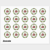 Sticker Rond Gnome en Camion Rouge rempli de cadeaux (Feuille)