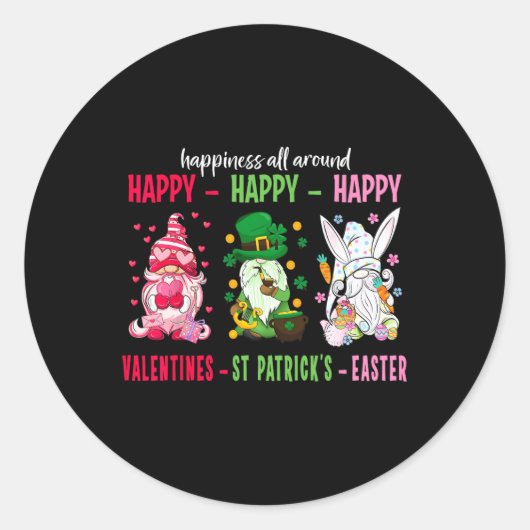 Sticker Rond Gnome Joyeuse Saint-Valentin Saint-Patrick Pâques (Devant)