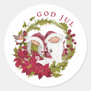Sticker Rond Gnome nordique   God Jule   Noël norvégien