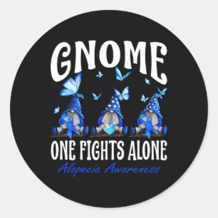 Sticker Rond Gnome One combat seul Alopécie Sensibilisation 1